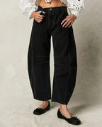 Jeans Femininos de Cintura Média com Corte Barrel