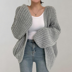 Cardigan Oversized de Malha com Corte Confortável para Mulheres