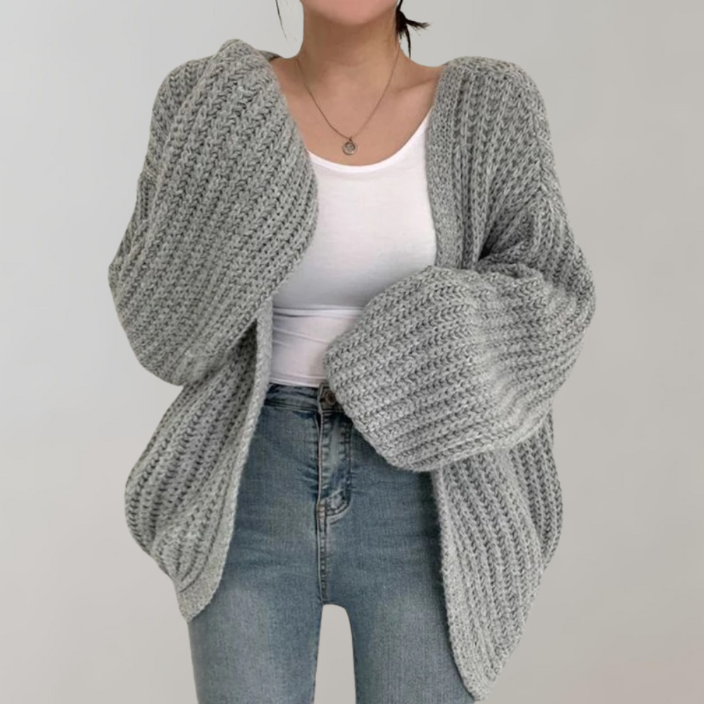 Cardigan Oversized de Malha com Corte Confortável para Mulheres