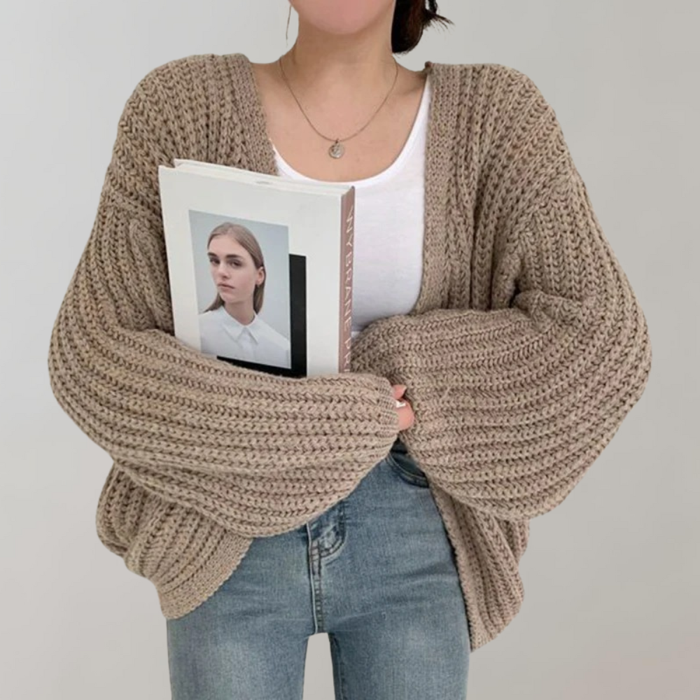 Cardigan Oversized de Malha com Corte Confortável para Mulheres