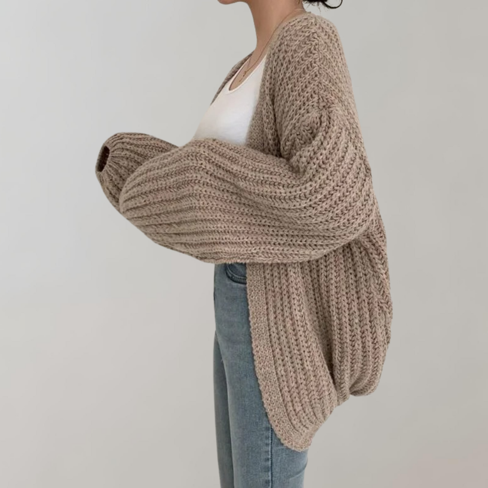 Cardigan Oversized de Malha com Corte Confortável para Mulheres