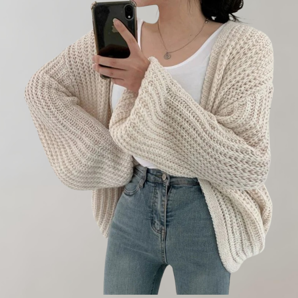 Cardigan Oversized de Malha com Corte Confortável para Mulheres