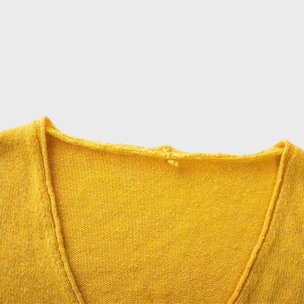 Suéter Tricotado com Decote em V e Corte Confortável para Mulheres