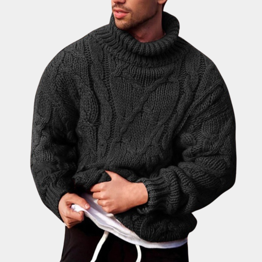 JEVO - Suéter de Inverno Masculino com Gola Alta