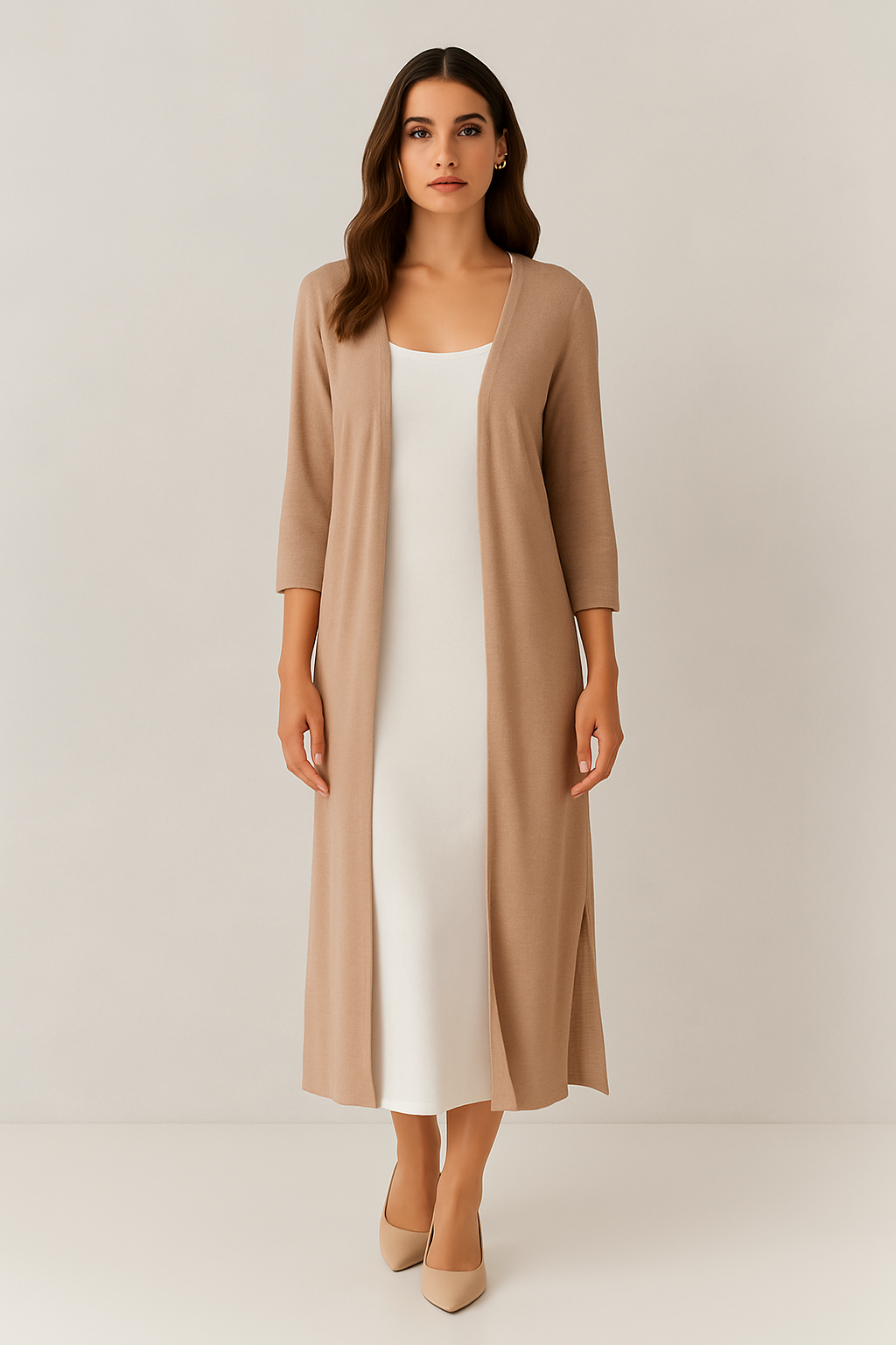 Cardigan Longo de Tricô Feminino
