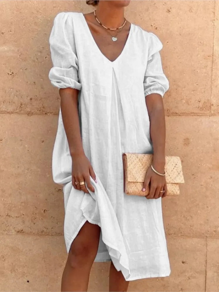 Fanny | Vestido Midi Casual Moderno Feminino