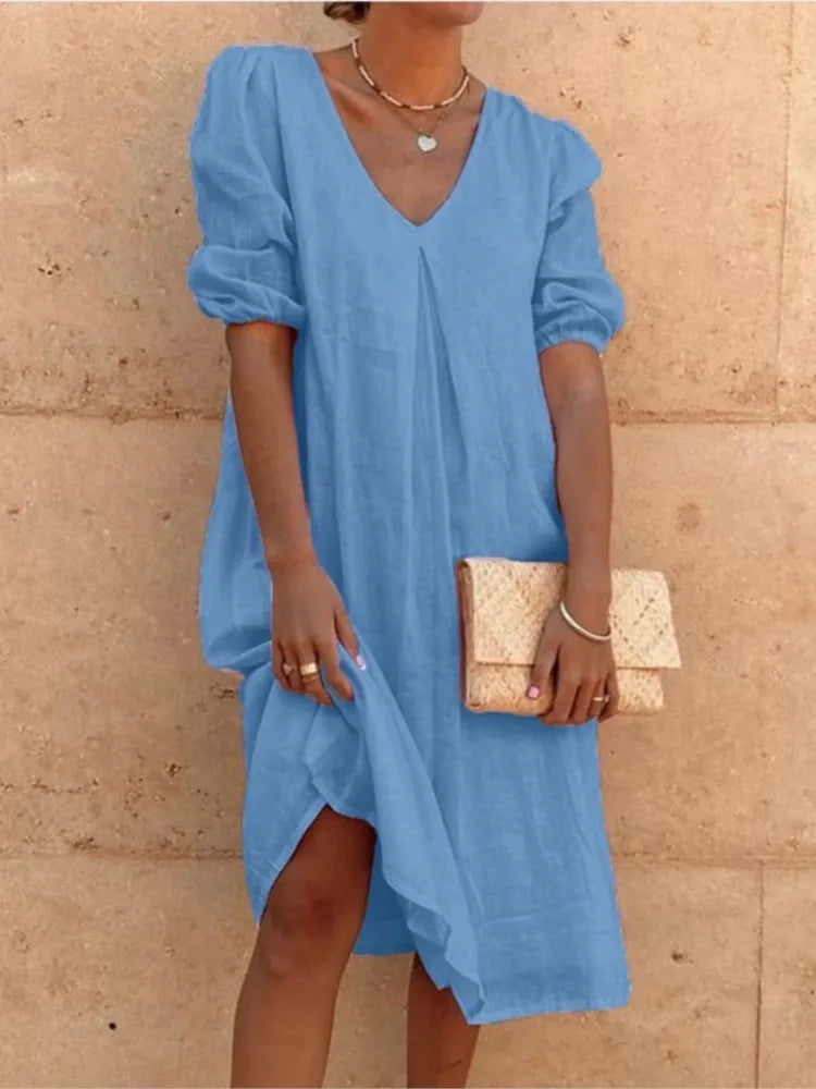 Fanny | Vestido Midi Casual Moderno Feminino