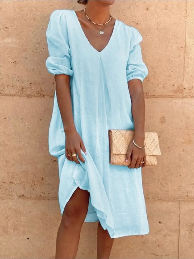 Fanny | Vestido Midi Casual Moderno Feminino