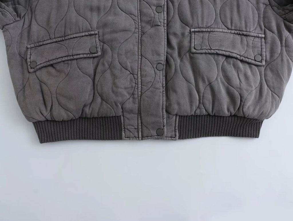 Casaco Feminino Bomber Acolchoado com Gola Canelada - Estilo Casual e Confortável