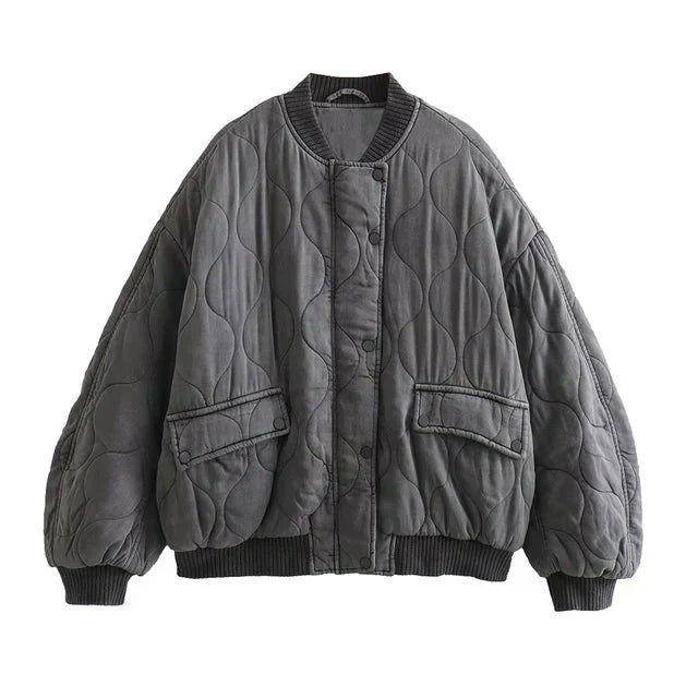 Casaco Feminino Bomber Acolchoado com Gola Canelada - Estilo Casual e Confortável