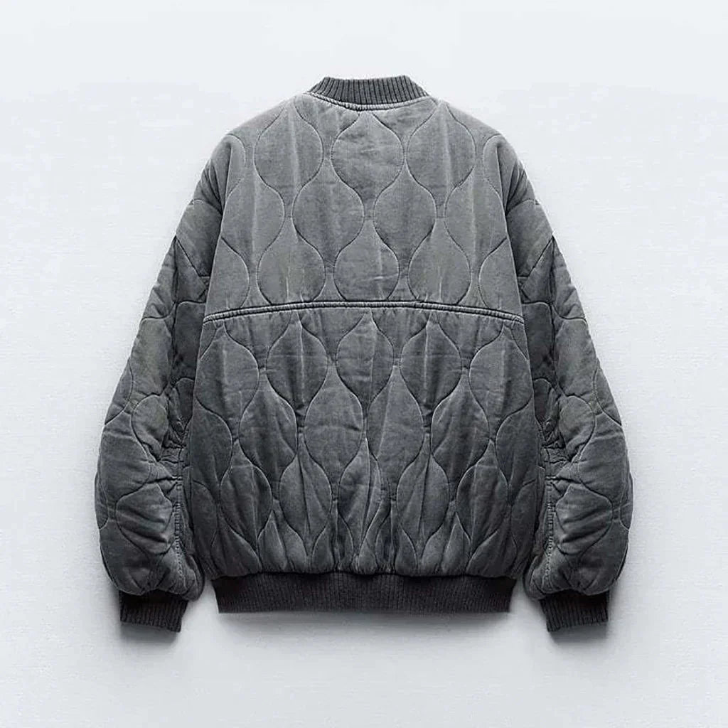 Casaco Feminino Bomber Acolchoado com Gola Canelada - Estilo Casual e Confortável
