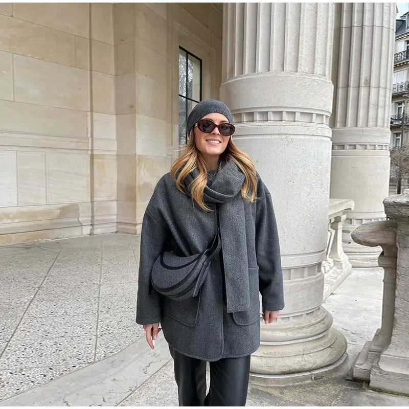 Casaco Oversized de Lã Elara - Luxo e Conforto
