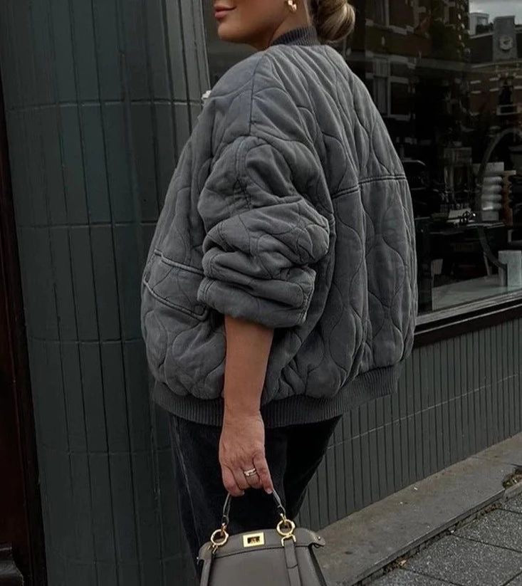 Casaco Feminino Bomber Acolchoado com Gola Canelada - Estilo Casual e Confortável