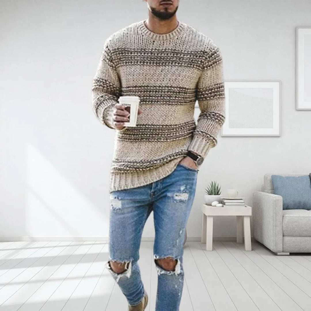 LAVINO - Suéter Listrado de Malha Masculino