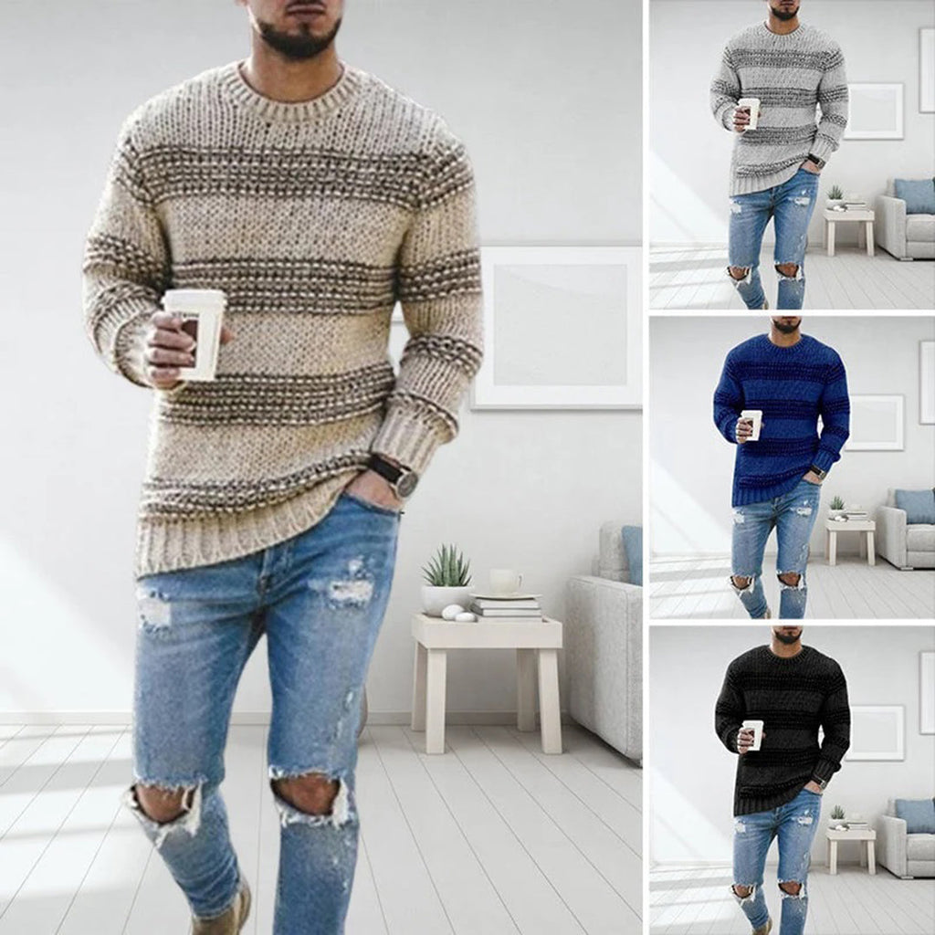 LAVINO - Suéter Listrado de Malha Masculino