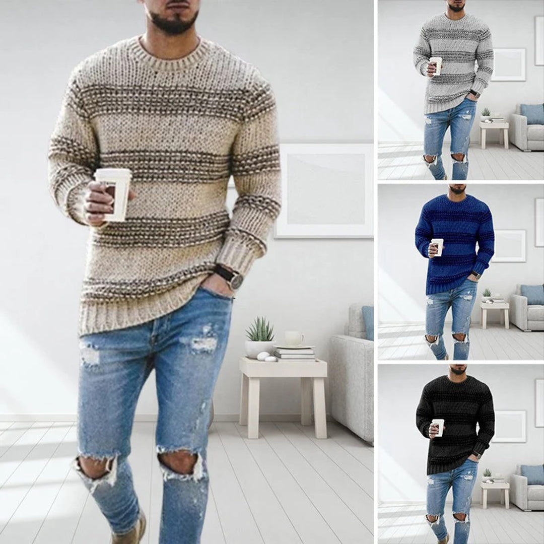 LAVINO - Suéter Listrado de Malha Masculino