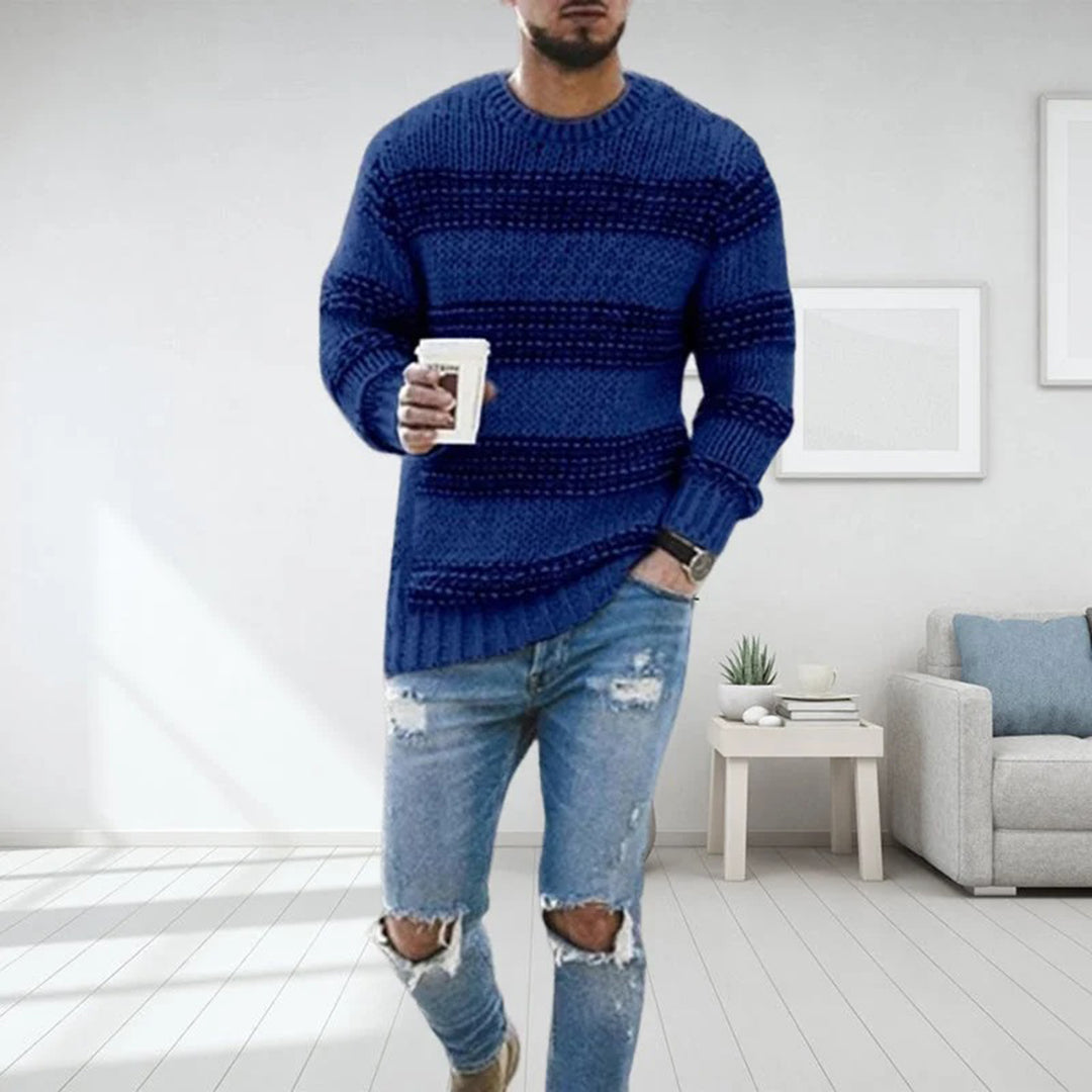 LAVINO - Suéter Listrado de Malha Masculino