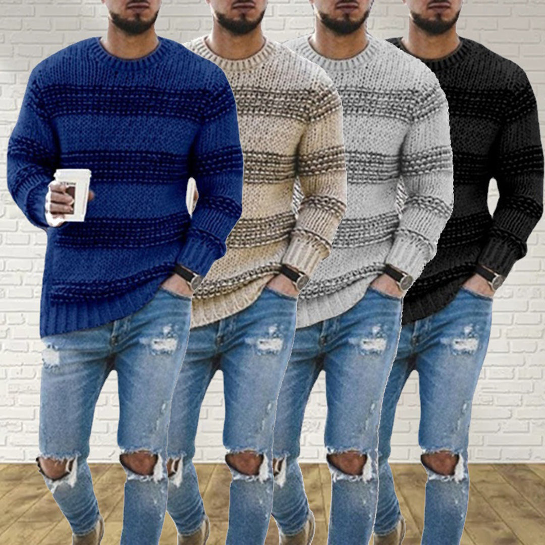 LAVINO - Suéter Listrado de Malha Masculino