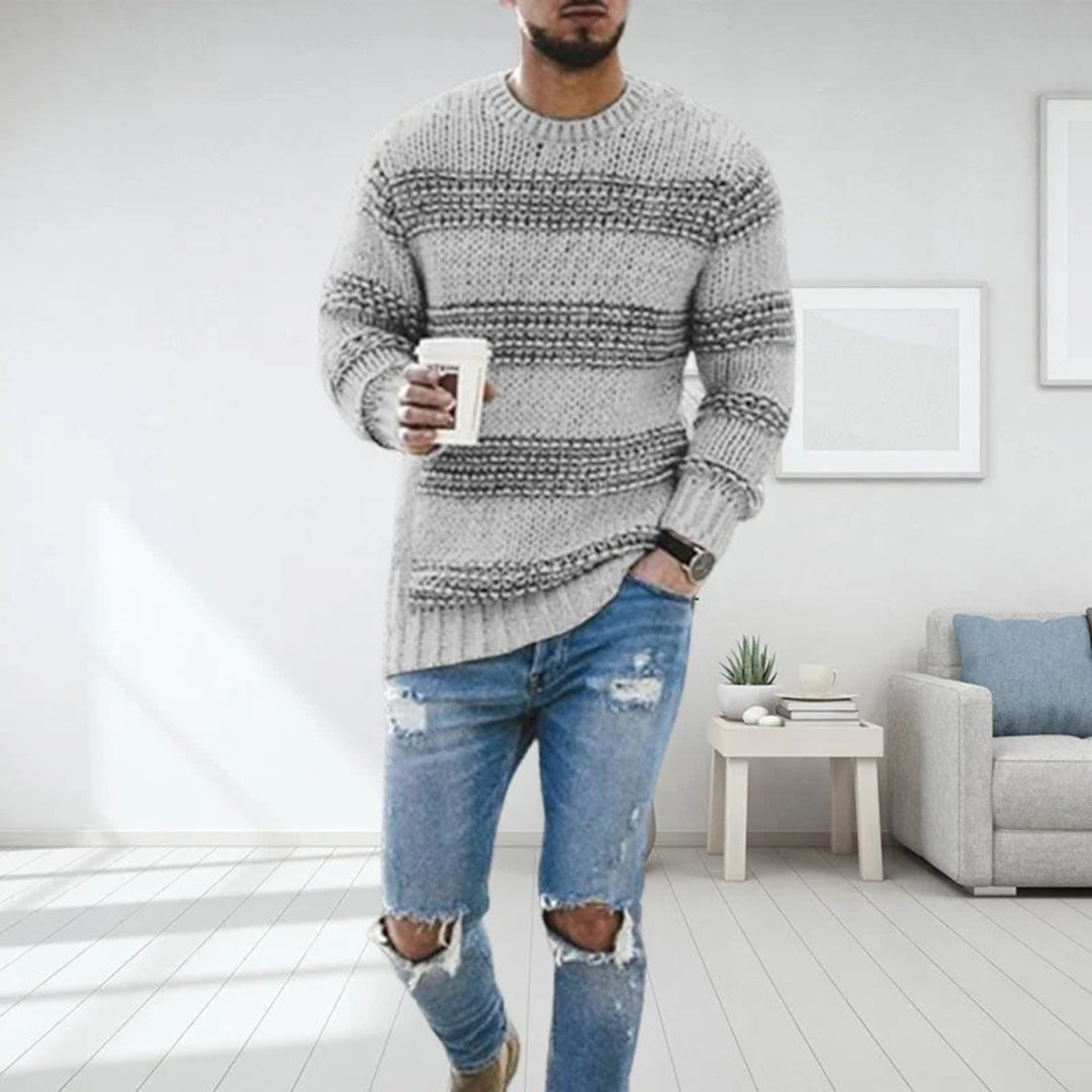 LAVINO - Suéter Listrado de Malha Masculino