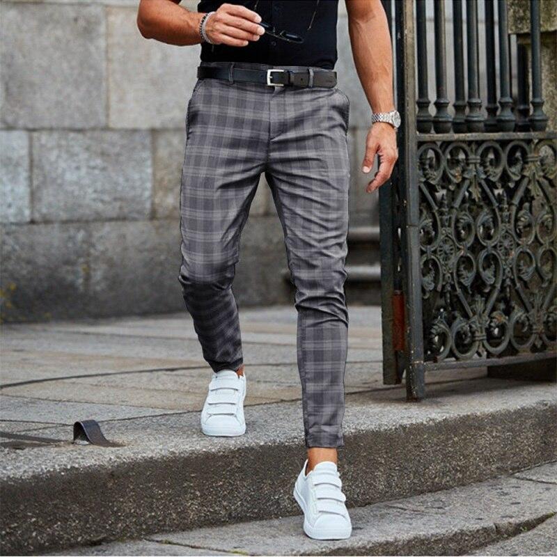 Sascha | Elegantes Calças Chino Xadrez Masculinas
