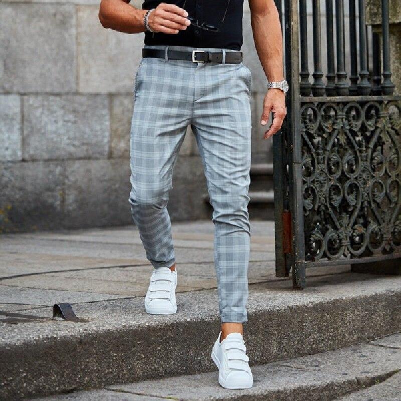 Sascha | Elegantes Calças Chino Xadrez Masculinas