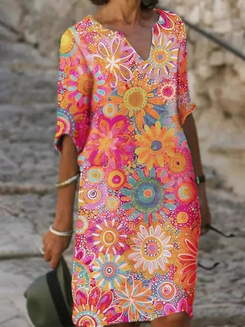 Hannah | Vestido Floral com Decote em V