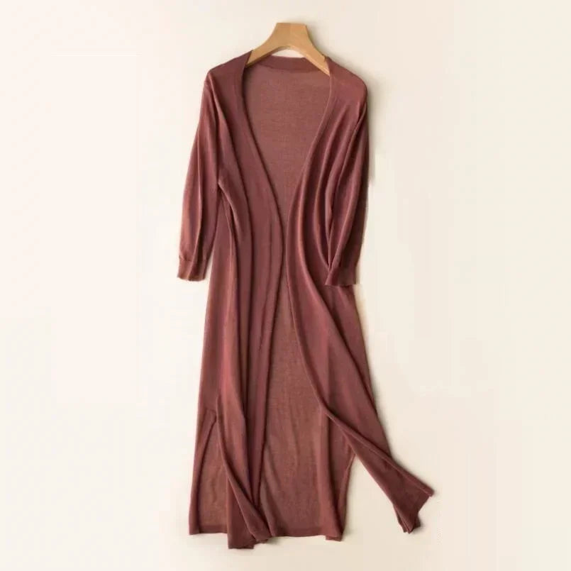 Cardigan Longo de Tricô Feminino