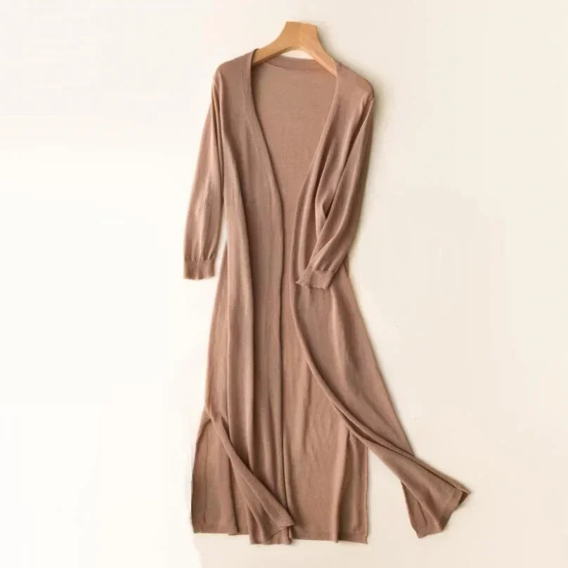 Cardigan Longo de Tricô Feminino