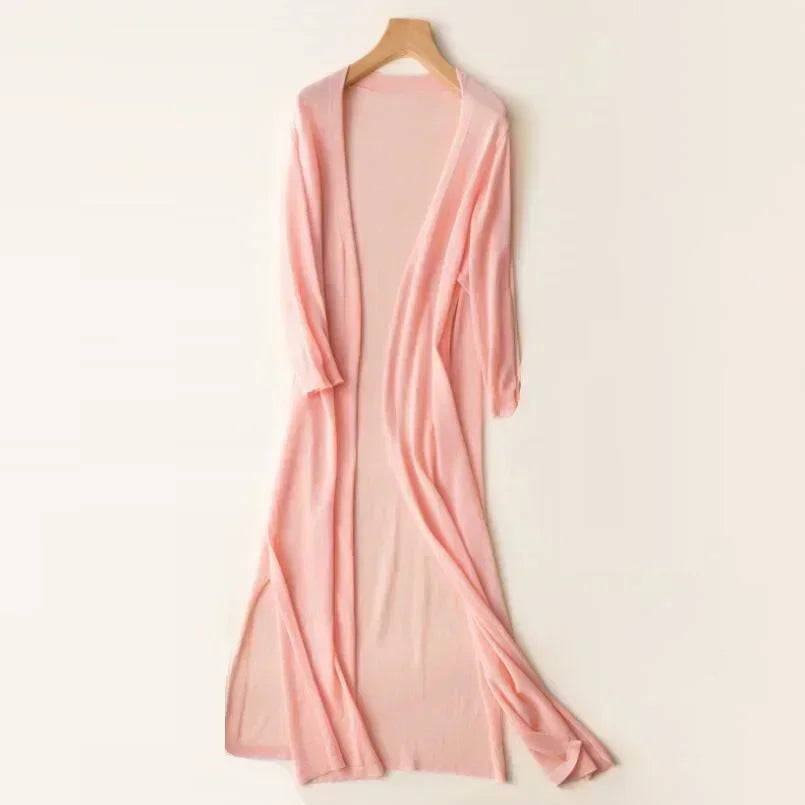 Cardigan Longo de Tricô Feminino