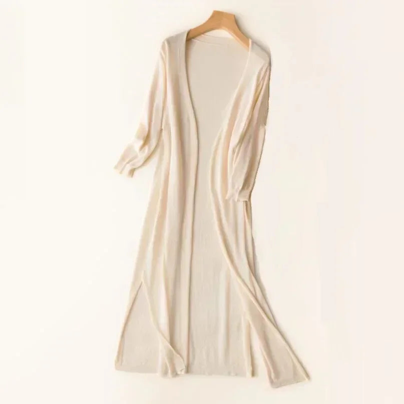 Cardigan Longo de Tricô Feminino
