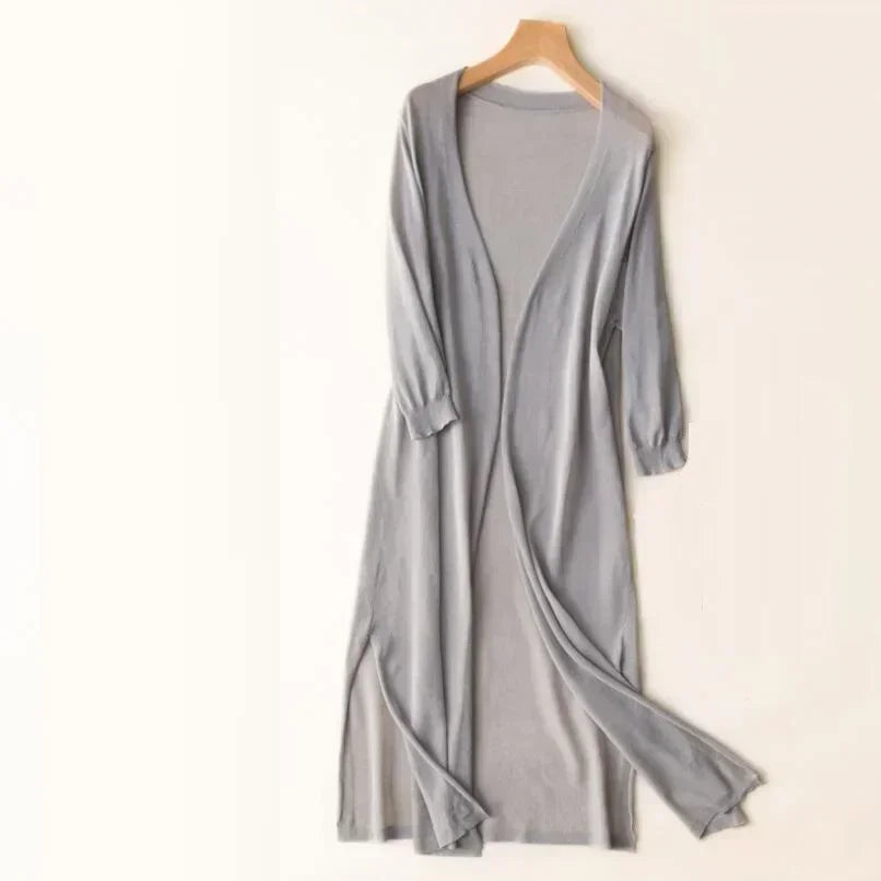 Cardigan Longo de Tricô Feminino