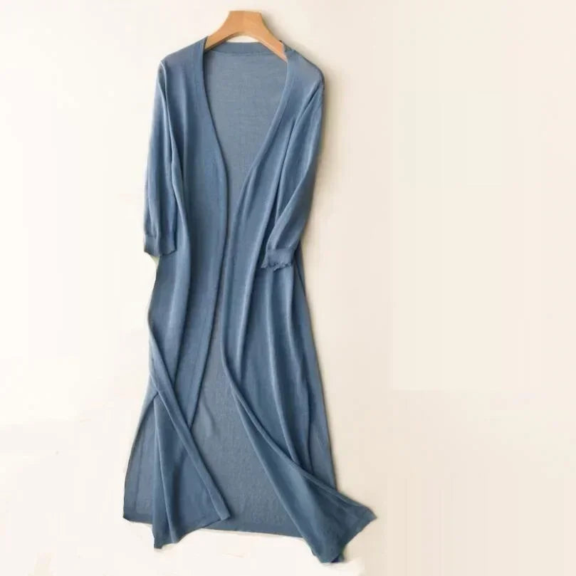 Cardigan Longo de Tricô Feminino