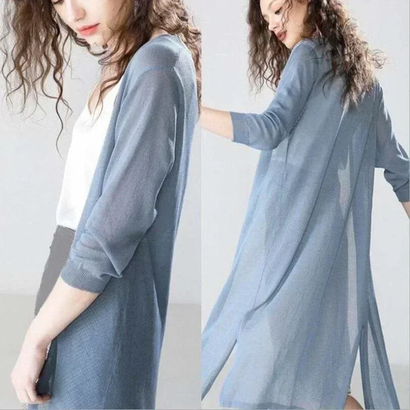 Cardigan Longo de Tricô Feminino