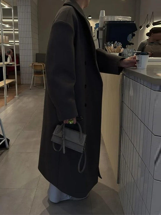 Chic Casaco Oversized de Dupla Abotoadura para Mulheres