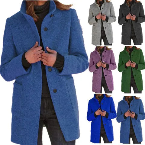 Elegante Casaco Longo de Lã para Mulheres