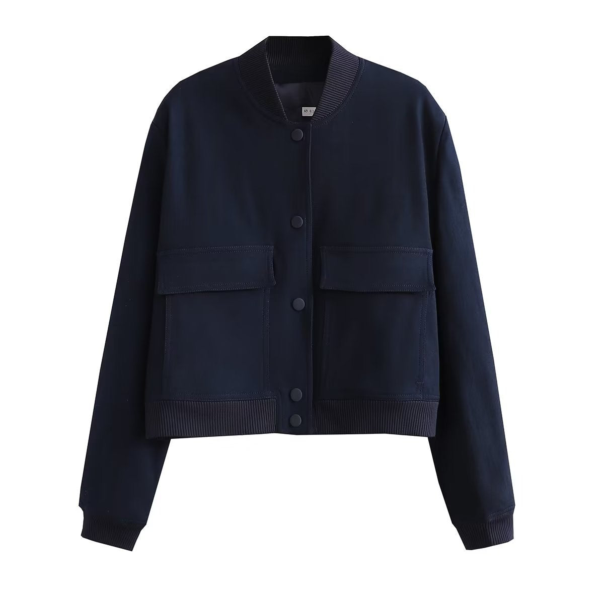 Casaco Bomber Feminino com Ajuste Confortável – Tecido Woven Suave – Fechamento por Botão – Punhos Canelados