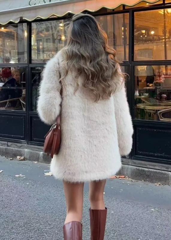 Casaco de Inverno Estiloso em Pelo Sintético para Mulheres - Elegância e Conforto Aconchegante