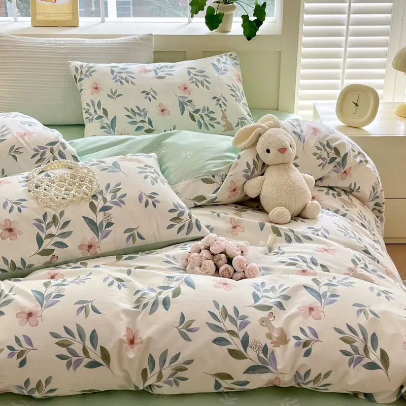 Seraphora - Luxuoso Conjunto de Roupa de Cama com Estampa Floral