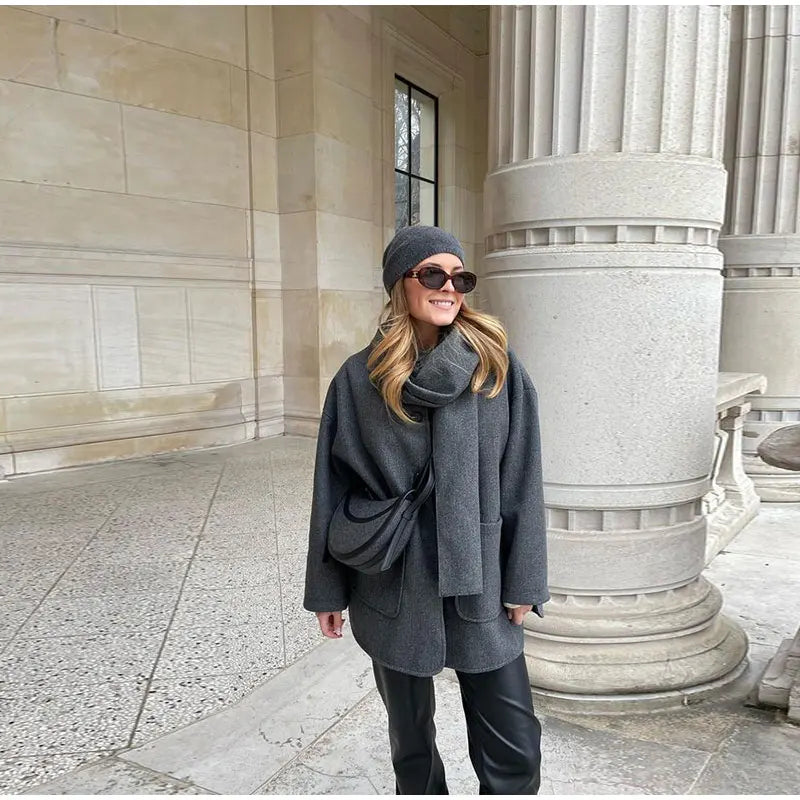 Casaco Oversized de Lã Elara - Luxo e Conforto