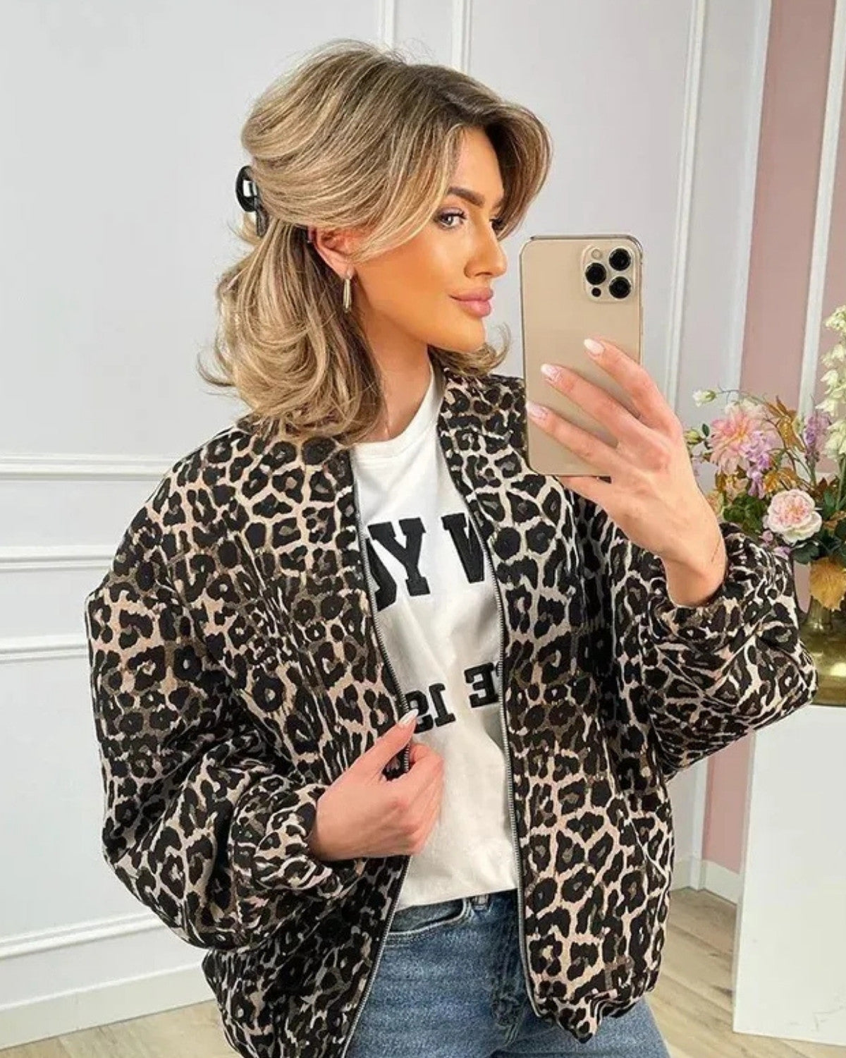 Casaco Curto de Leopardo para o Outono – Estilo Feminino