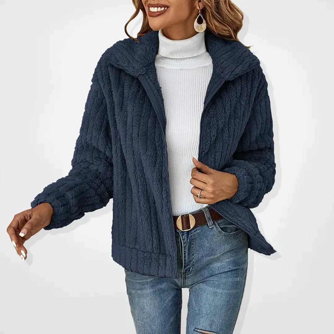 Colete Longo de Fleece Feminino com Gola
