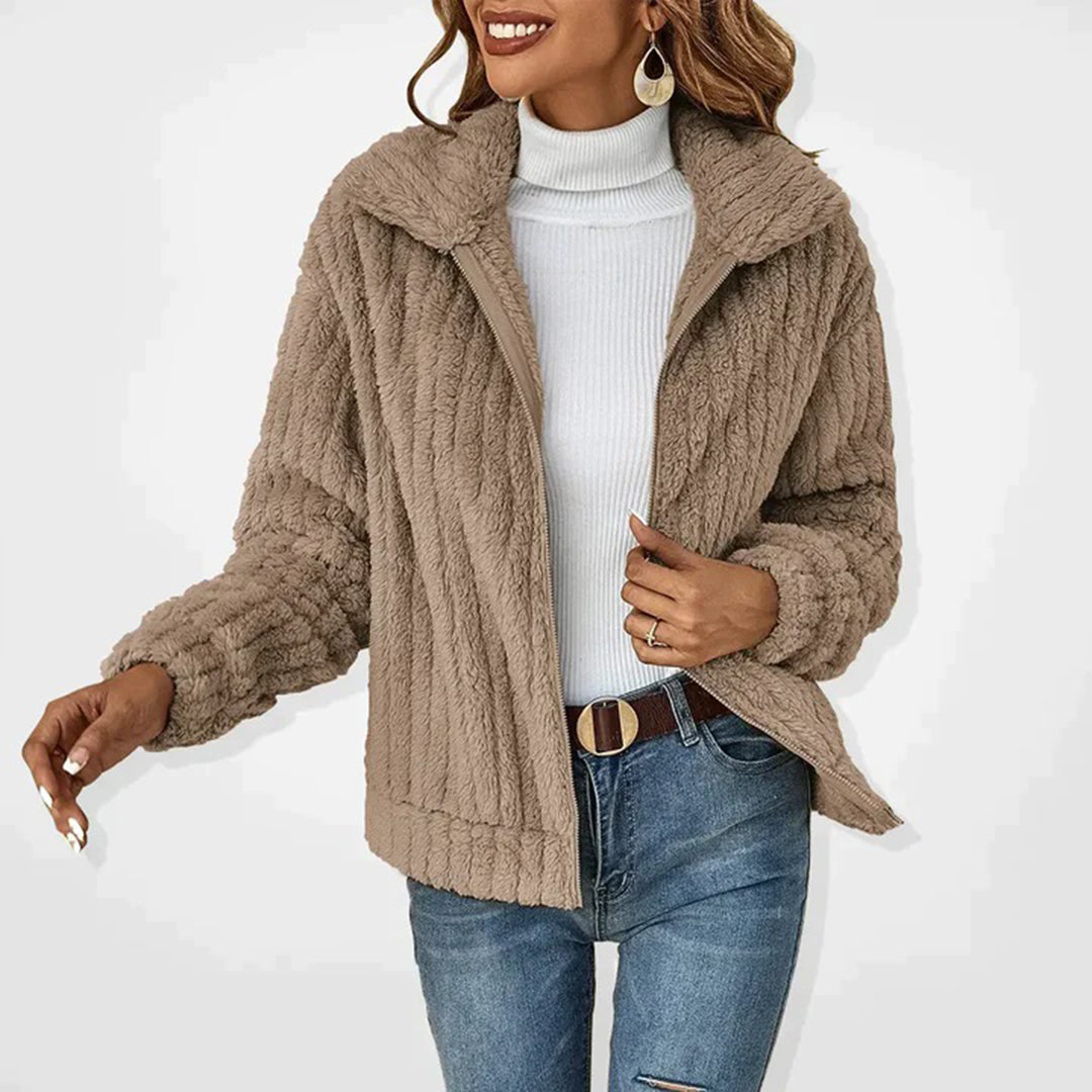 Colete Longo de Fleece Feminino com Gola