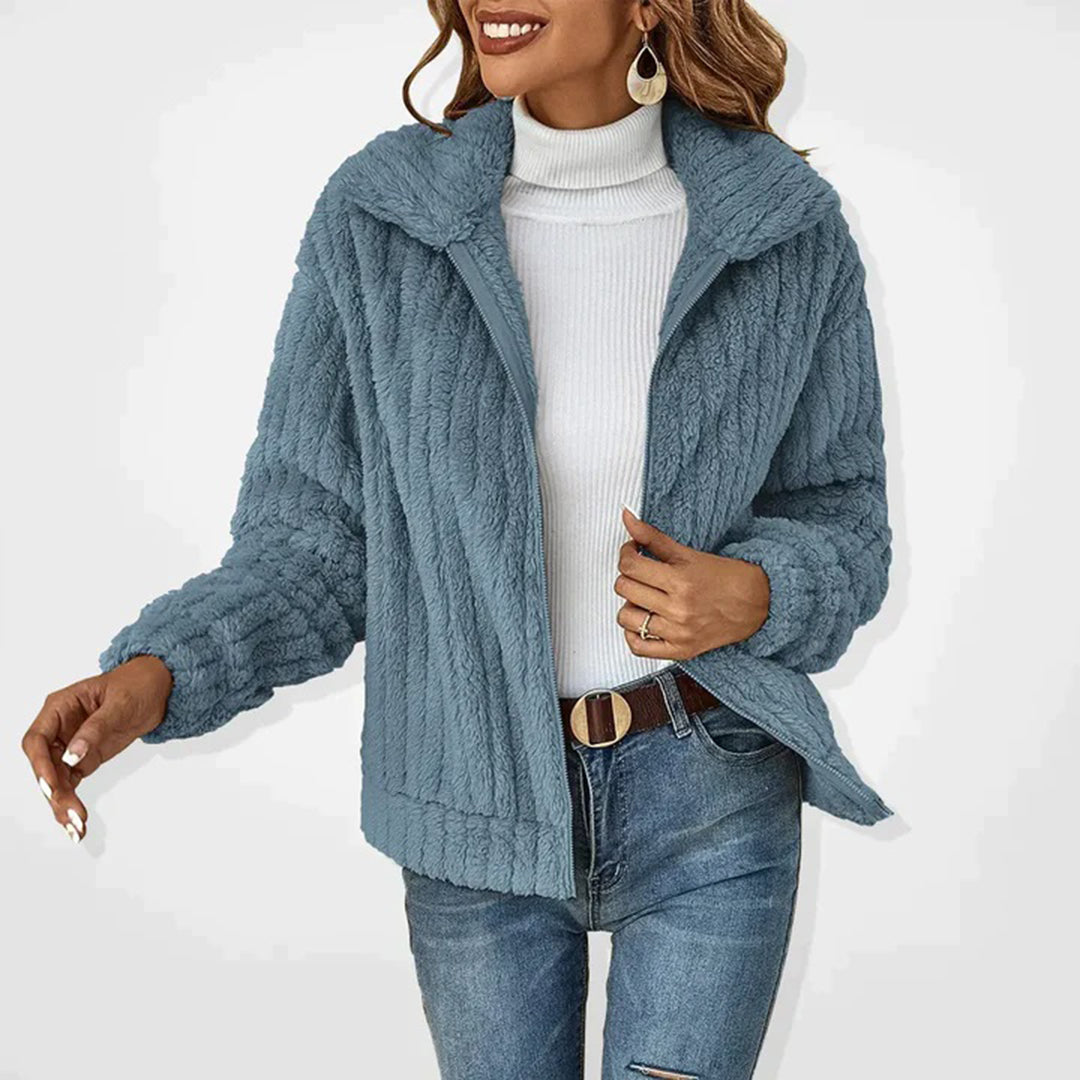 Colete Longo de Fleece Feminino com Gola