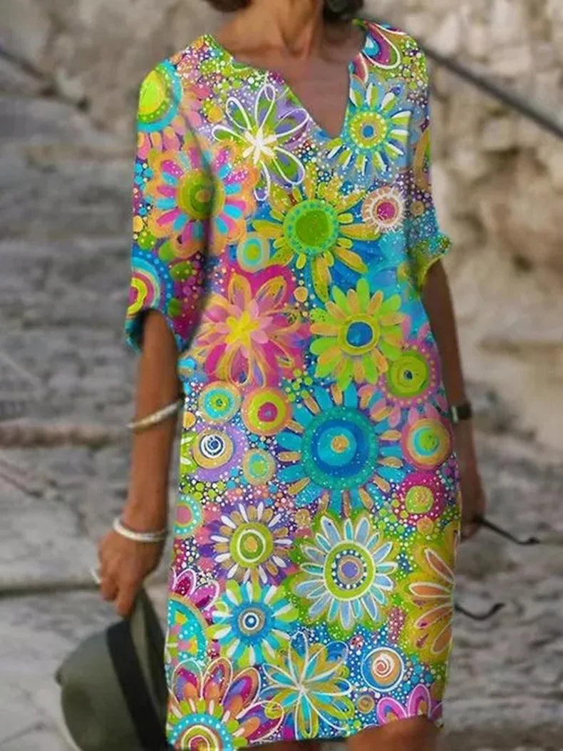 Hannah | Vestido Floral com Decote em V