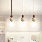 Moderna Luminária Pendente em Travertino e Mogno - Coleção NaturaLuxe