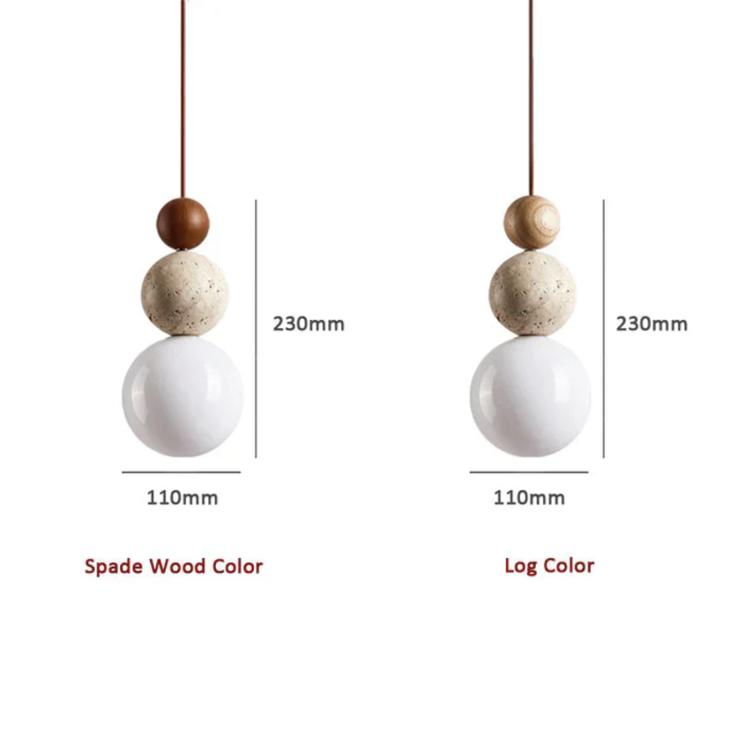 Moderna Luminária Pendente em Travertino e Mogno - Coleção NaturaLuxe