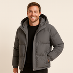 LIVAA – Casaco Puffer Masculino com Capuz para o Inverno