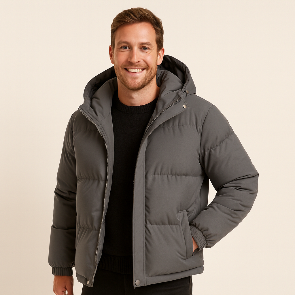LIVAA – Casaco Puffer Masculino com Capuz para o Inverno