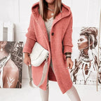 Casaco Midi de Inverno Feminino com Capuz e Fecho de Botão