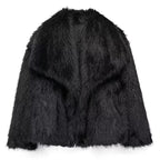 Casaco Curto de Pelo Sintético Feminino – Estiloso Casaco de Inverno para Ocasiões Casuais e Semi-Formais